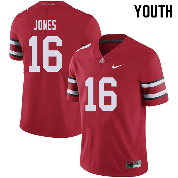 Ohio State Buckeyes Keandre Jones Youth #16 Red Authentic Stitched College Football Jersey